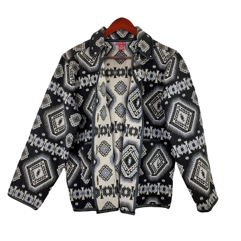 Red Ranch Women's Sz S Western Native Tapestry Woven Aztec Button Up Jacket - Picture 4 of 7